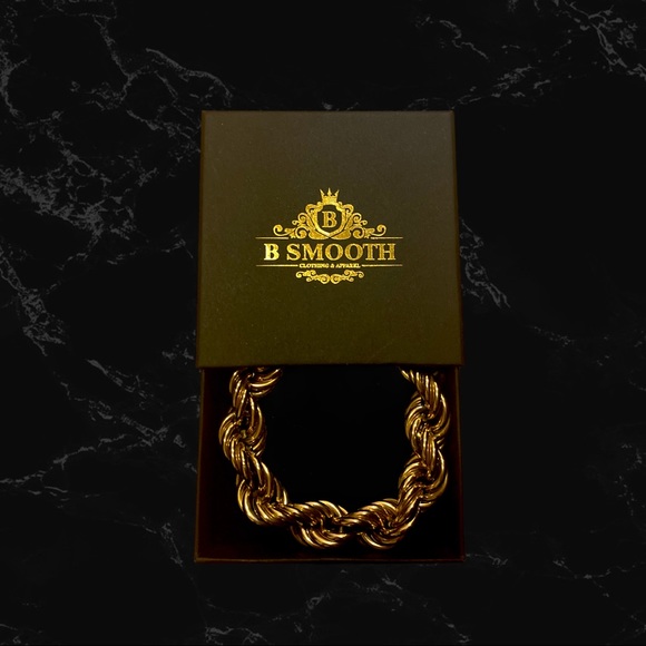 Gold Rope Chain Stainless Steel Gold Bracelet - Picture 4 of 4